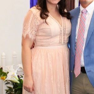 Light pink lace maxi dress